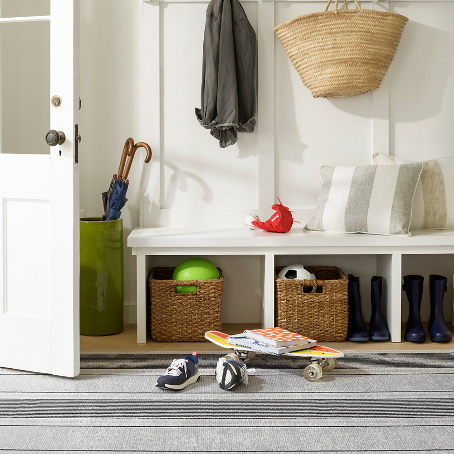 Gunner STripe Grey Washable Rug from Annie Selke at Home Smith