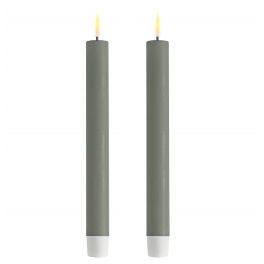 Deluxe LED taper candles in Salvie Green at Home Smith