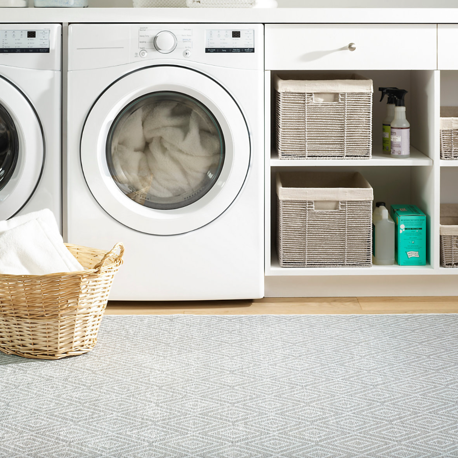 Diamond Platinum and White MAchine Washable Rug from Annie Selke at Home Smith