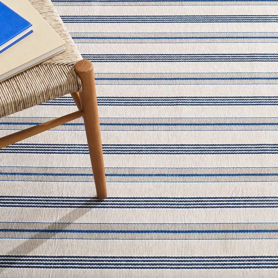 Nimes Ticking Neutral Machine Washable Rug at Home Smith