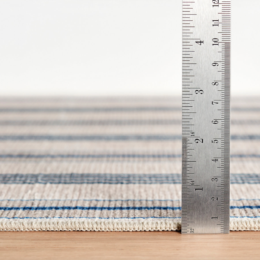 Nimes Ticking Stripe Neutral Machine Washable Rug