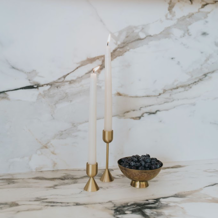 solid brushed brass candle holders at Home Smith