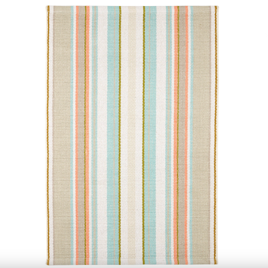 Daphne Stripe Sky Handwoven Cotton Rug at Home Smith