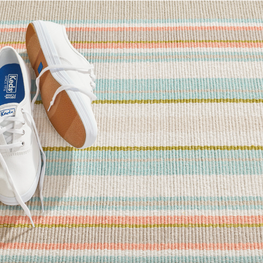 Daphne Stripe Sky Handwoven Cotton Rug at Home Smith