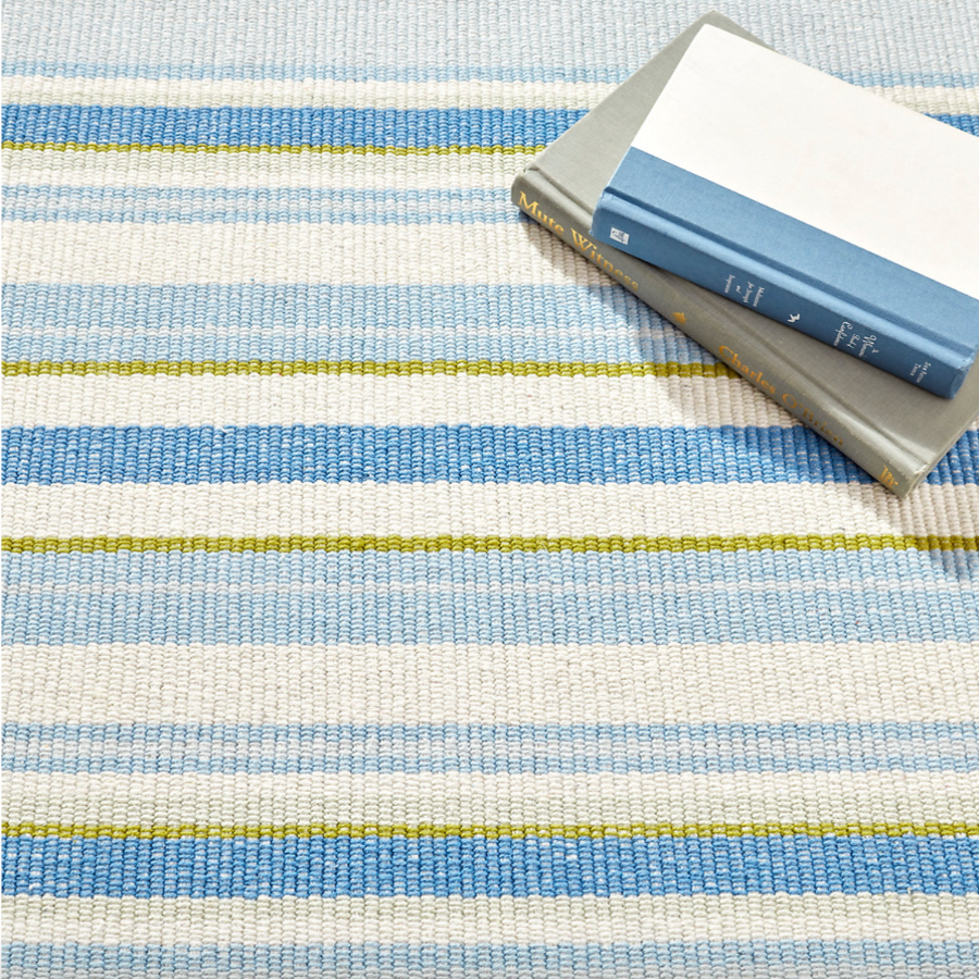 Daphne Stripe French Blue Handwoven Cotton Rug at Home Smith