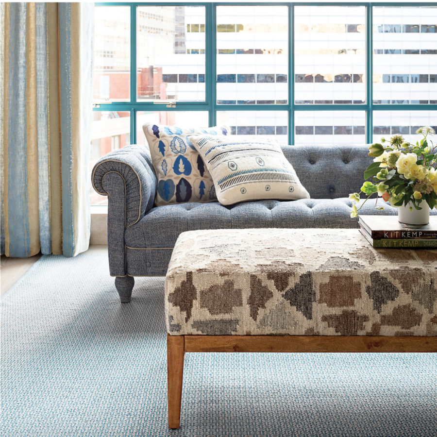 Miss Muffet French Blue Handwoven Cotton Rug at Home Smith