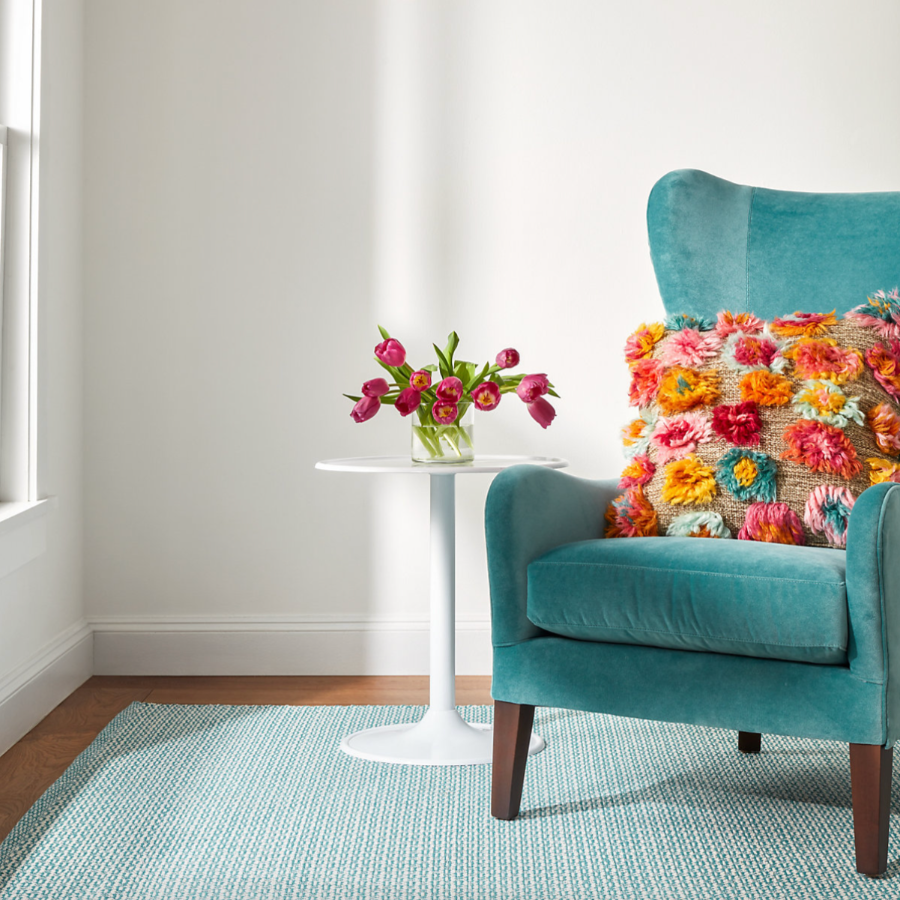Miss Muffet Teal Handwoven Cotton Rug at Home Smith