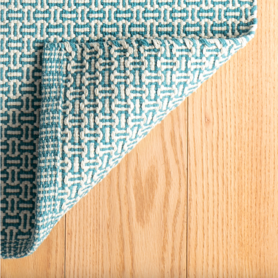 Miss Muffet Teal Handwoven Cotton Rug at Home Smith