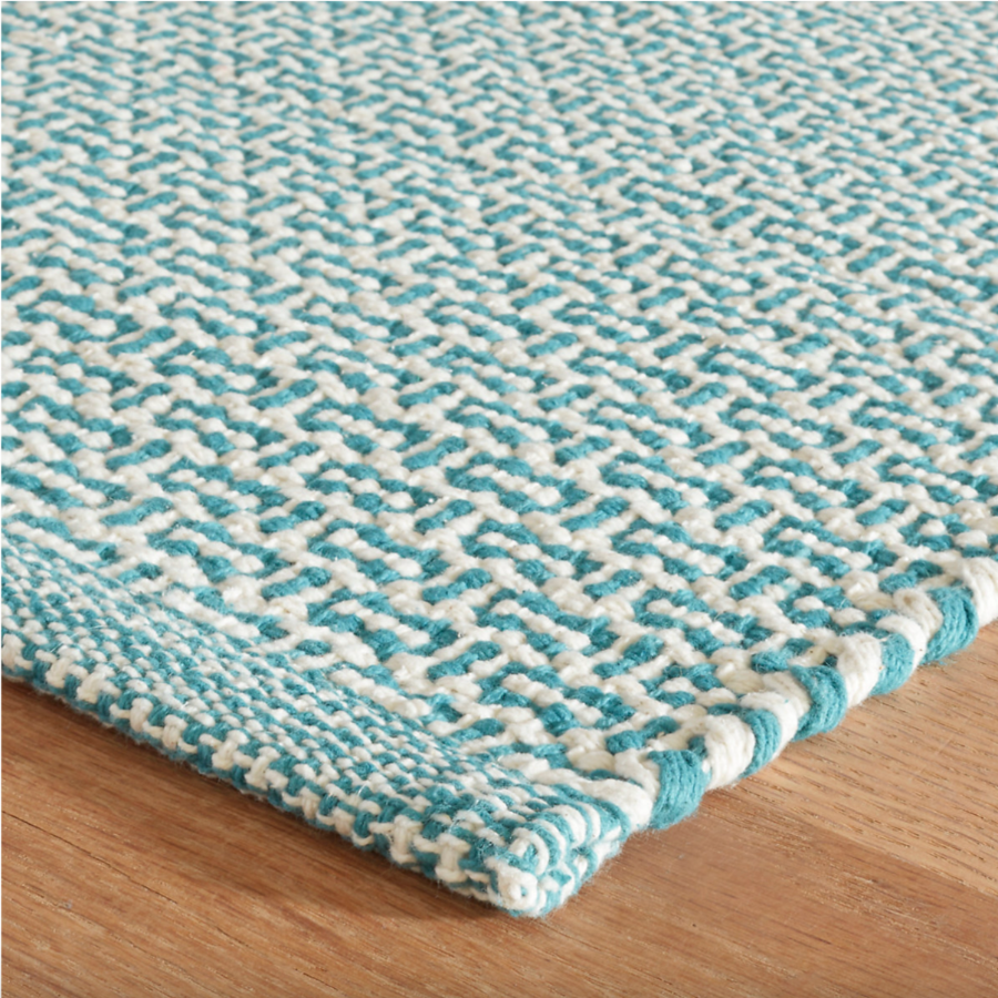 Miss Muffet Teal Handwoven Cotton Rug at Home Smith