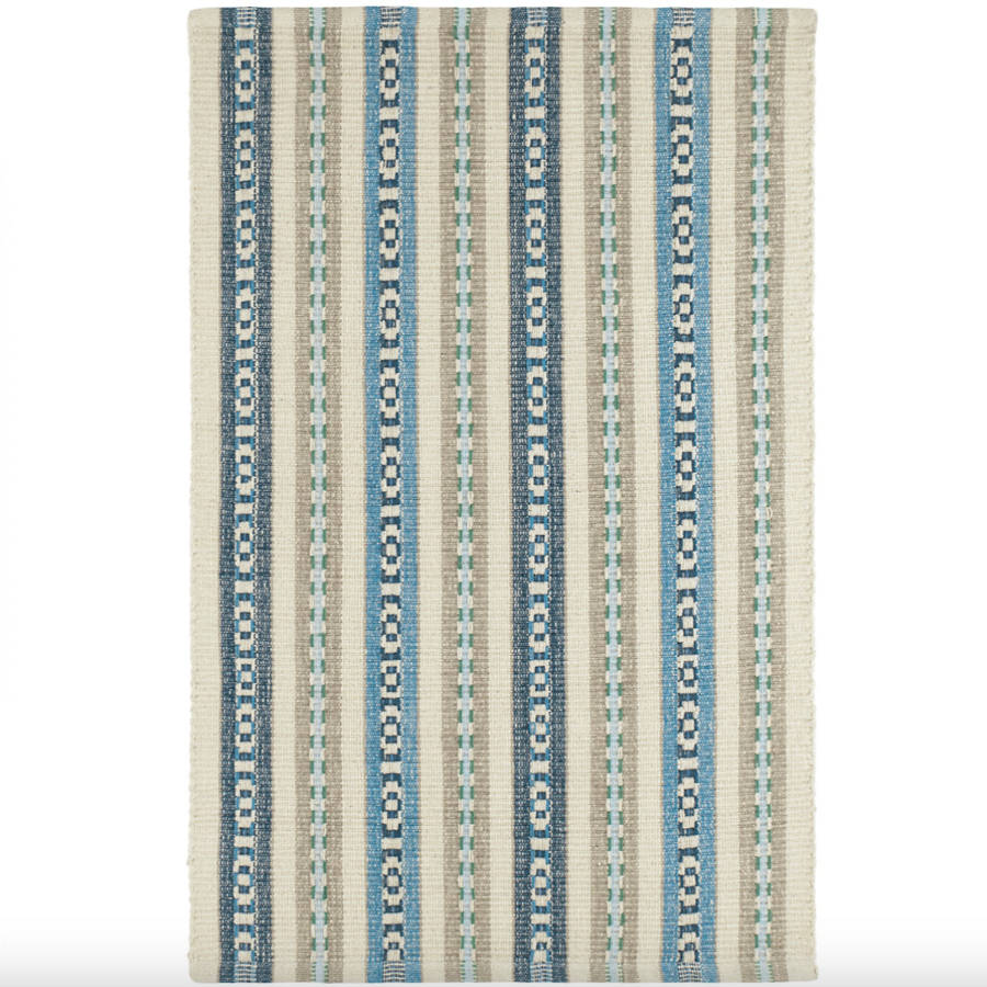 Long Slade Indigo Handwoven Cotton Rug at Home Smith