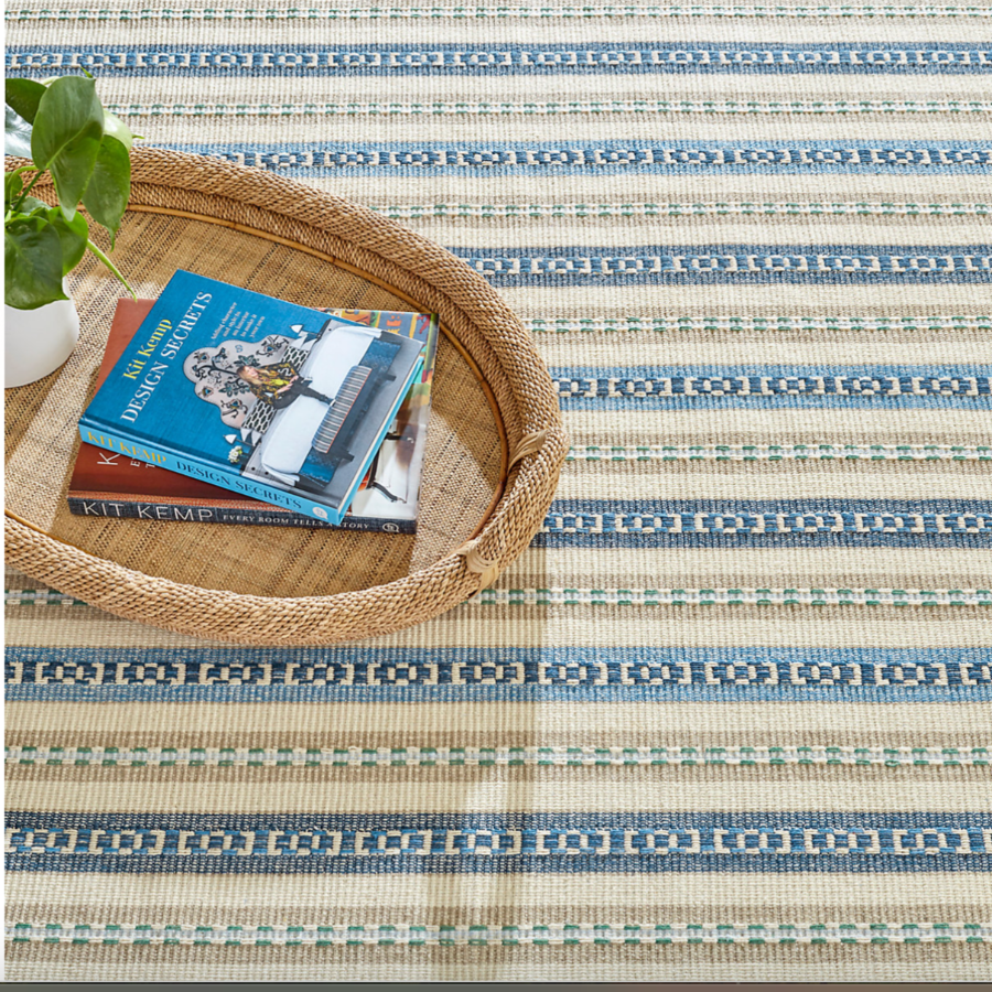 Long Slade Indigo Handwoven Cotton Rug at Home Smith