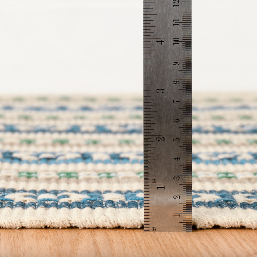 Long Slade Indigo Handwoven Cotton Rug at Home Smith