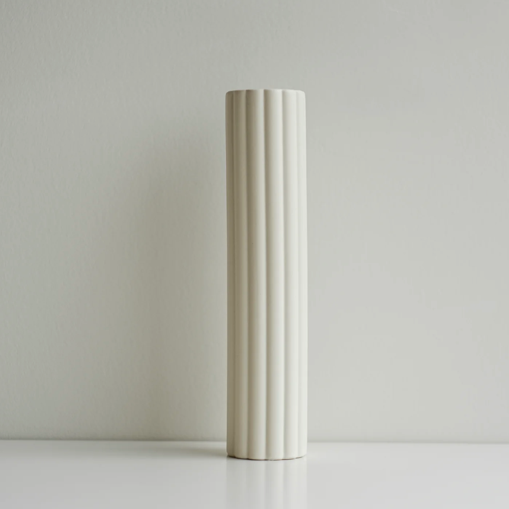 Tall Daisy Cylinder Vase with neutral background