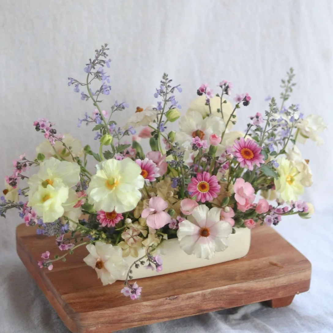 essential ceramic rectangular vase with floral display at Home Smith