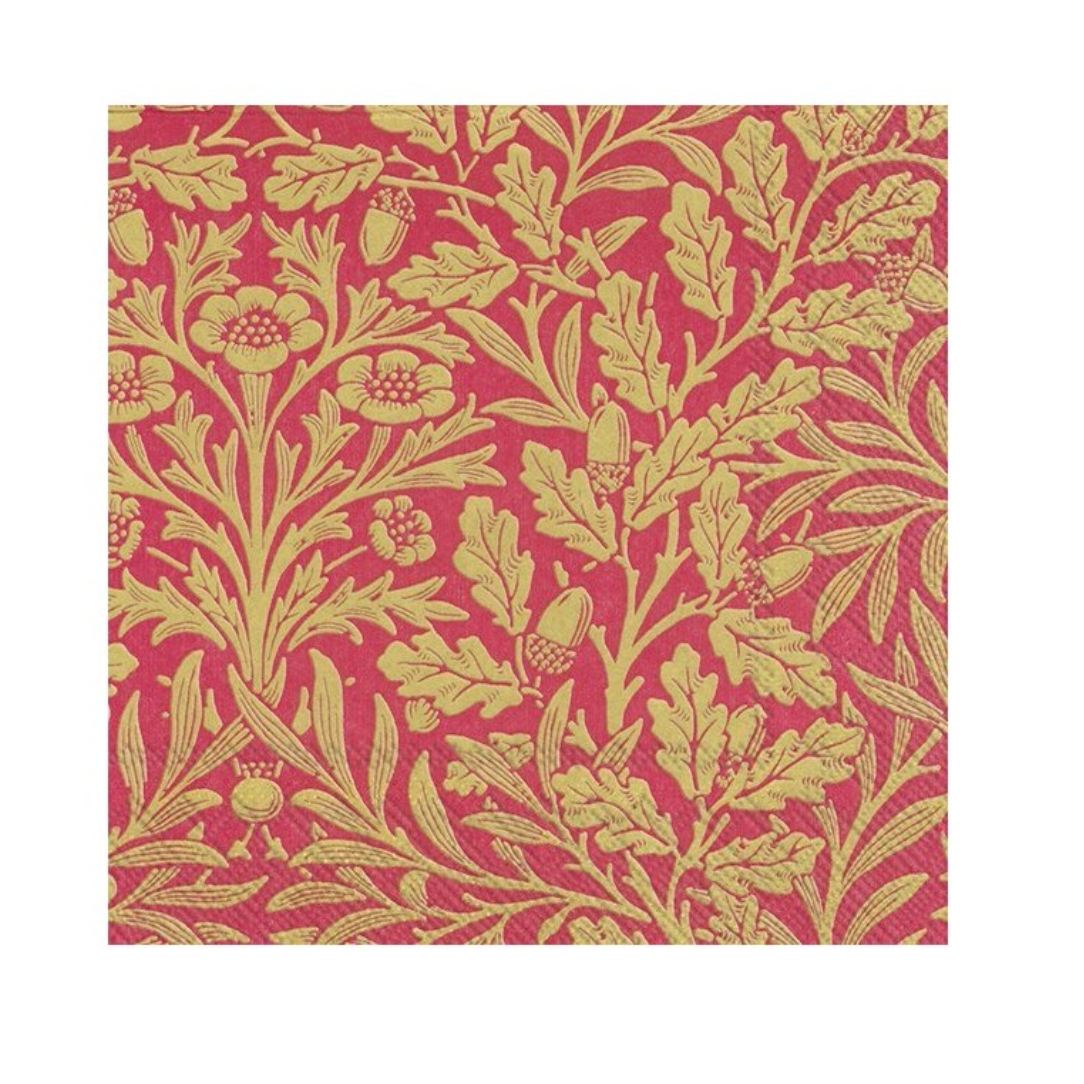 Holiday Acorn paper napkin in red and gold at Home Smith - luncheon size