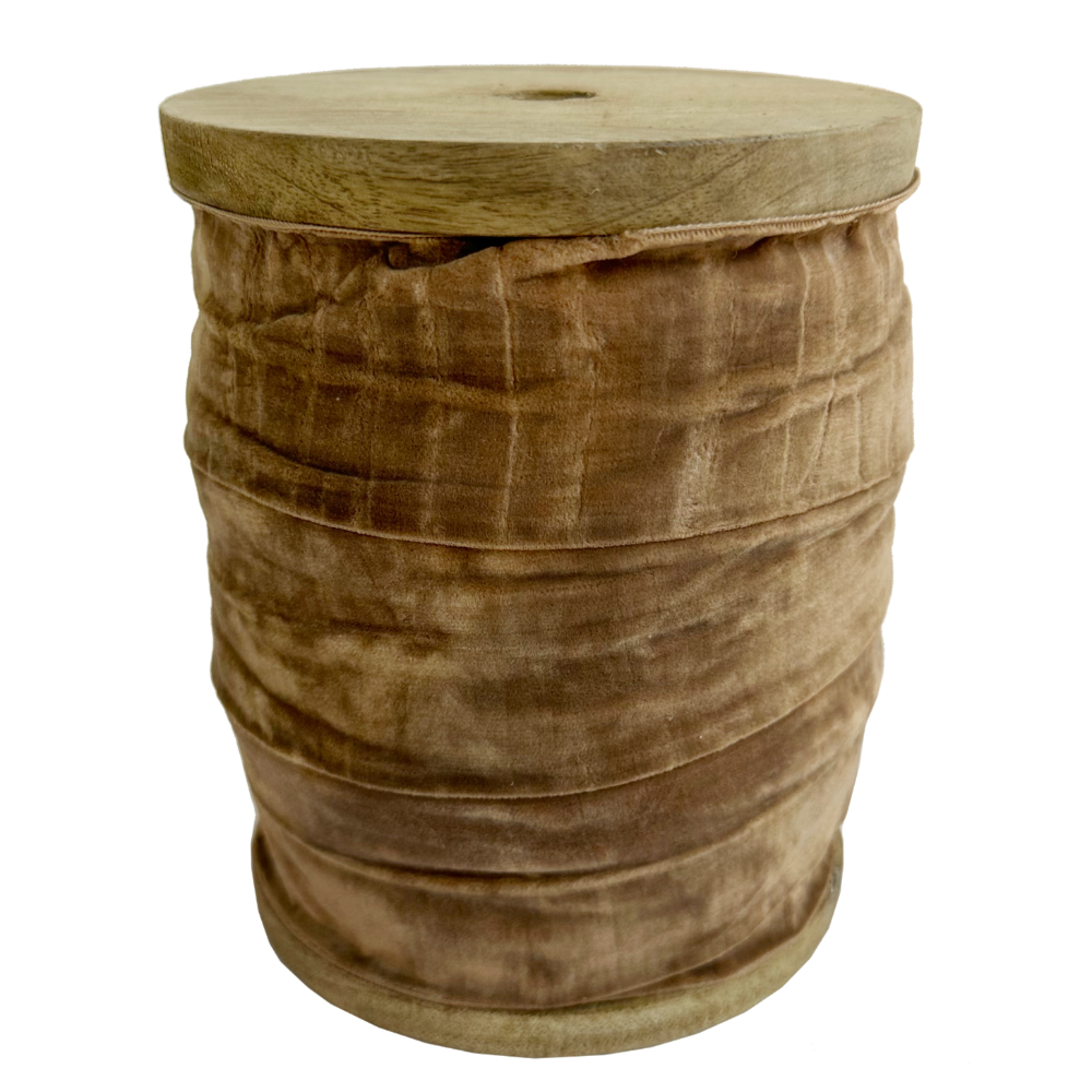 Antiqued Velvet Ribbon in Light Brown at Home Smith