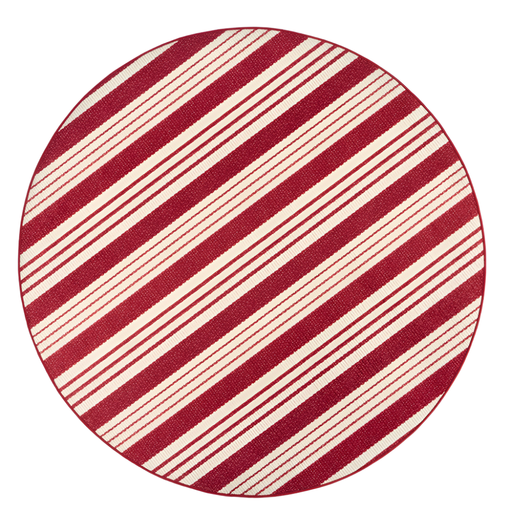 Abby red ticking stripe dash and albert washable rug at Home Smith
