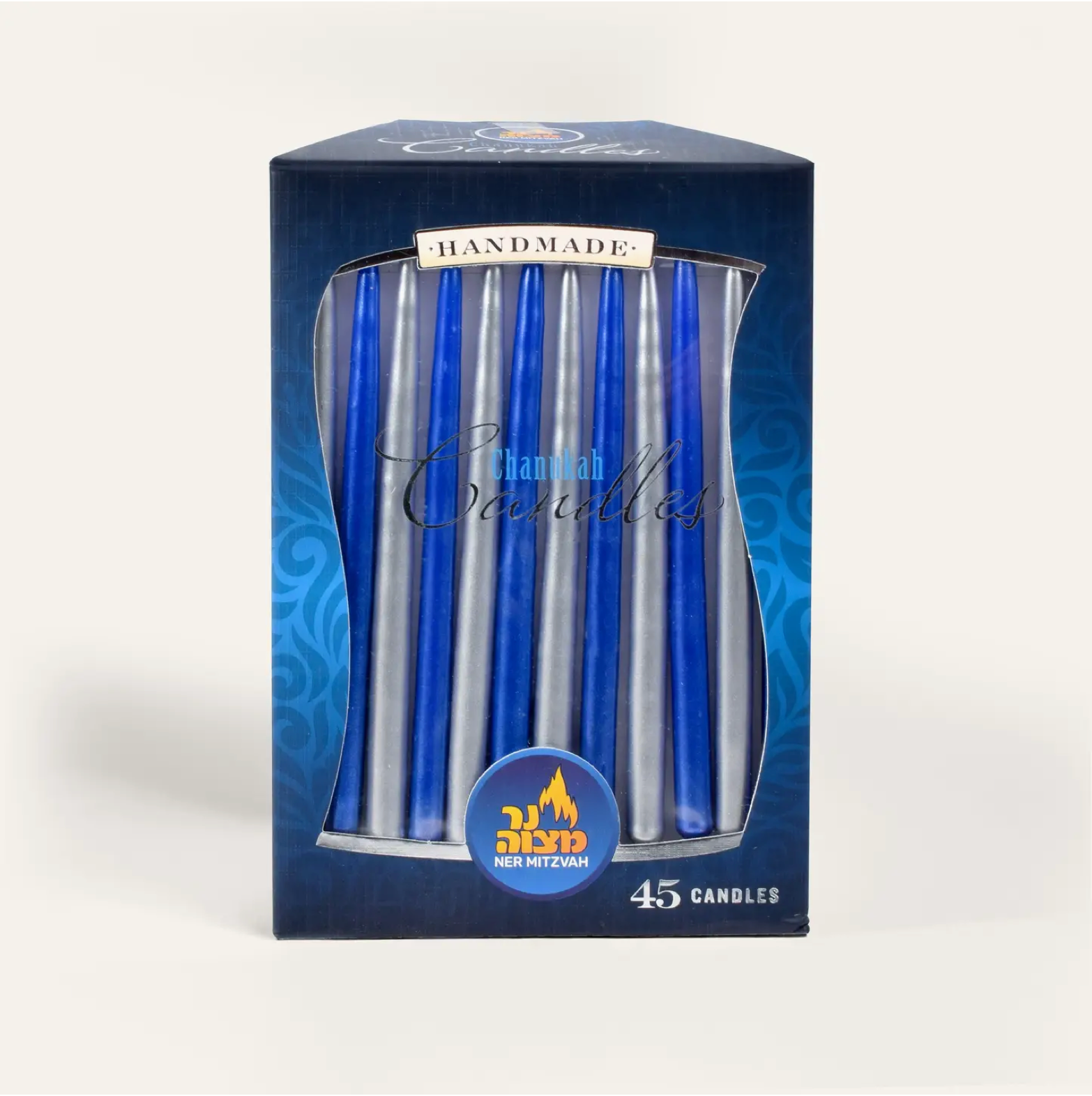Hanukkah Candles in Metallic Blue and Silver