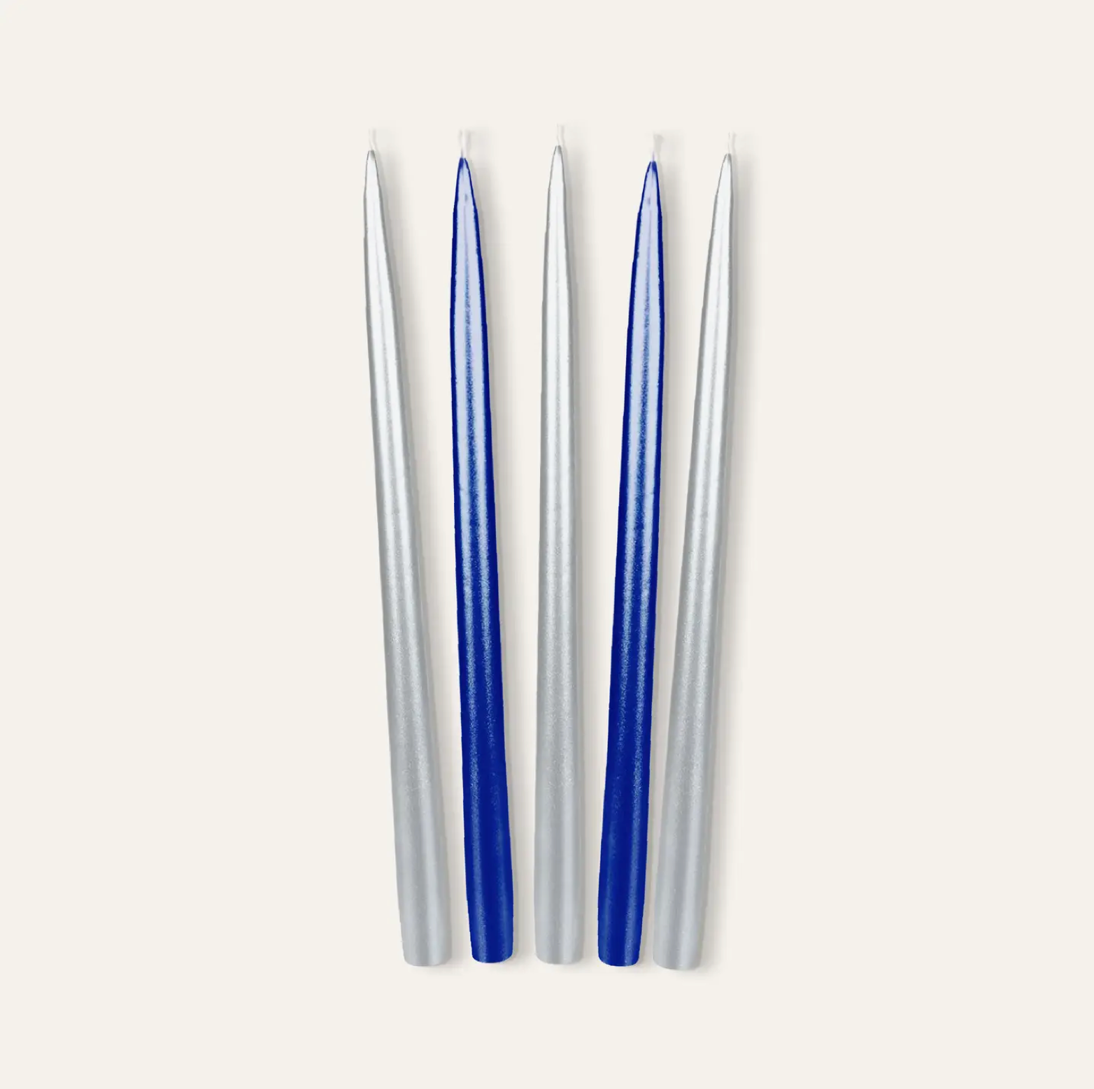 Hanukkah Candles in Metallic Blue and Silver