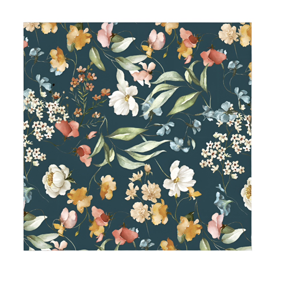 Garden Flowers Paper Cocktail Napkins in Navy at Home Smith