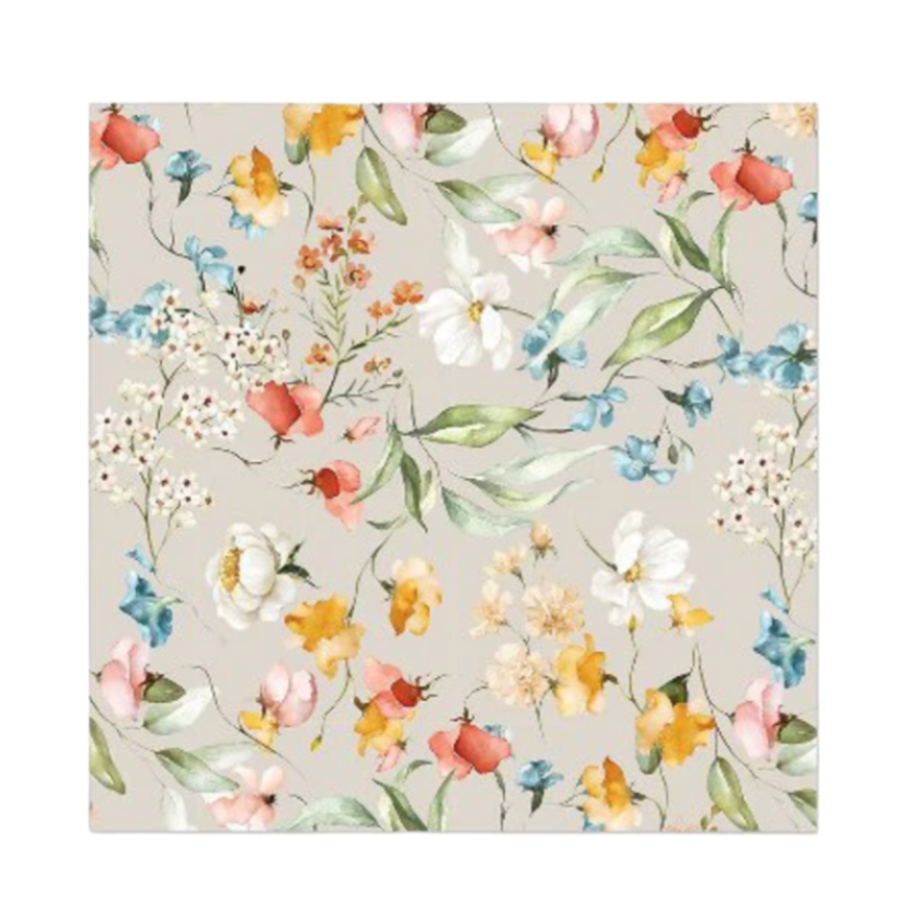 Artebene Garden Flowers cocktail napkins in light grey at Home Smith