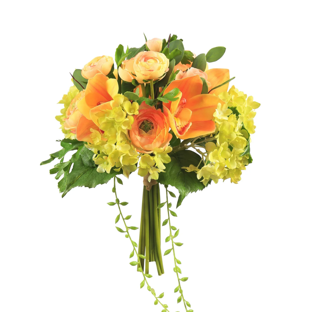Faux Ranunculus and Orchid floral bouquet from Winward Silks at Home Smith