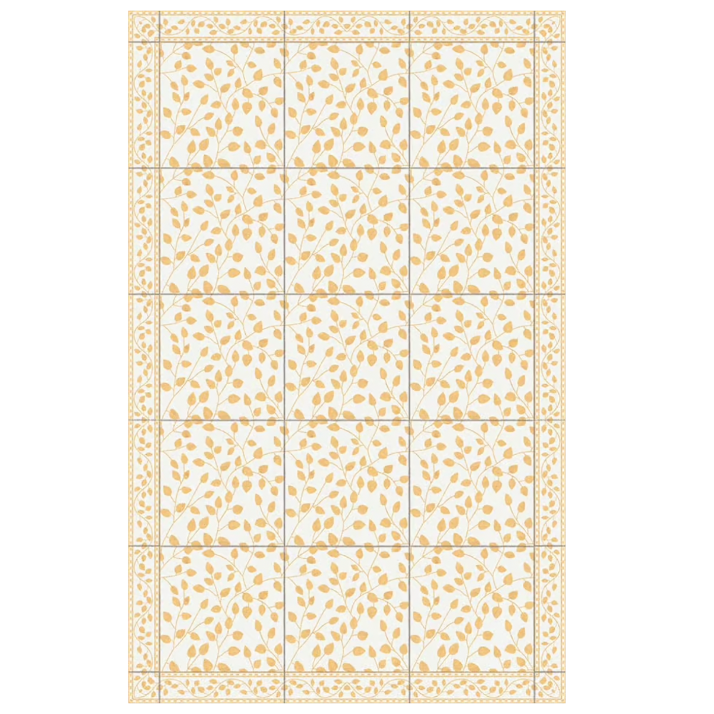 Adama Leaves Vinyl Rug in Yellow at Home Smith