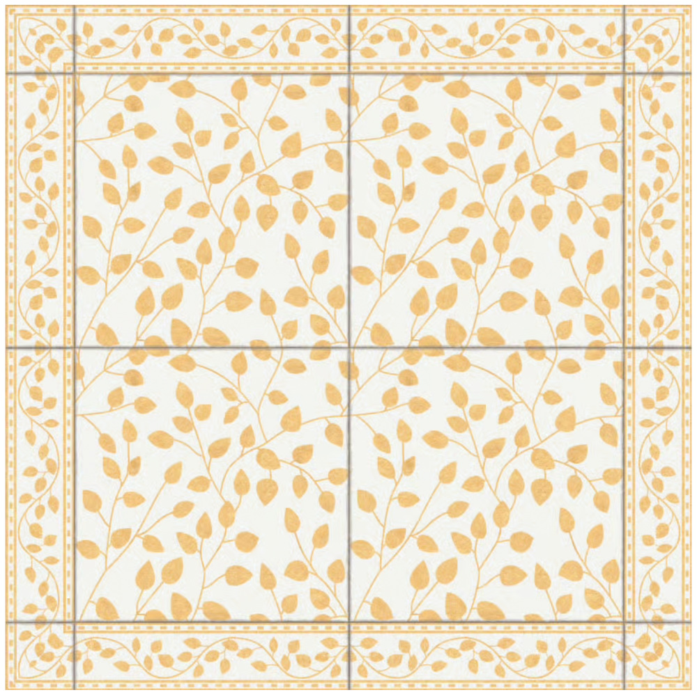 Adama Leaves Vinyl Rug in Yellow at Home Smith