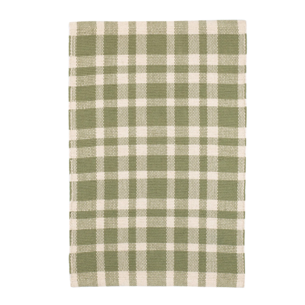 Tapis Tattersall en coton noir et écru