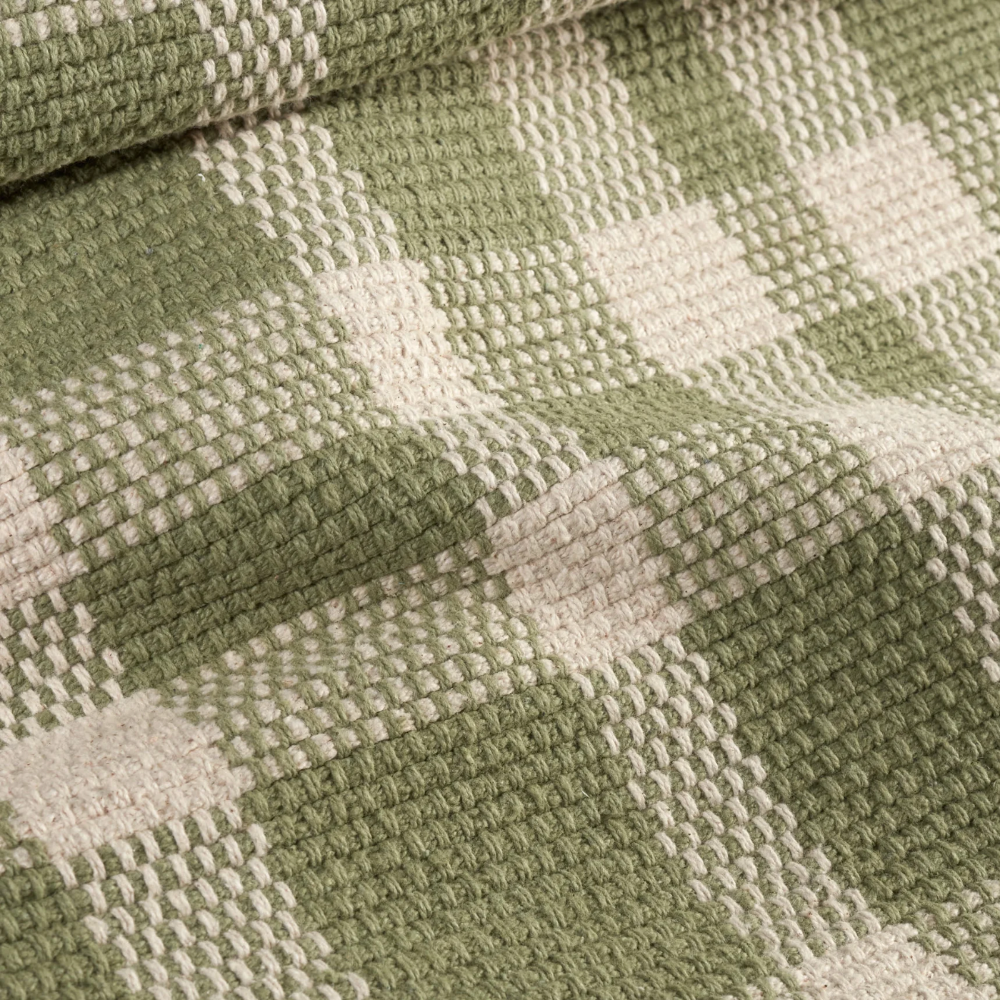 Tapis Tattersall en coton noir et écru