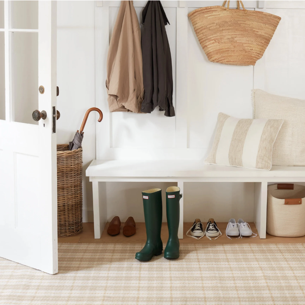 Lakeville Plaid Khaki Dash and Albert Indoor/Outdoor Rug at Home Smith