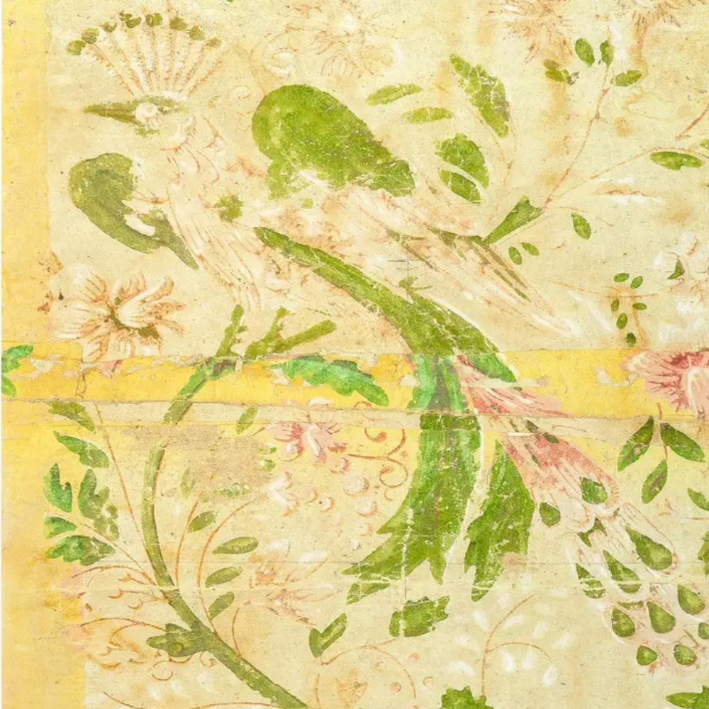 Detail of framed French Wallpaper panels at Home Smith