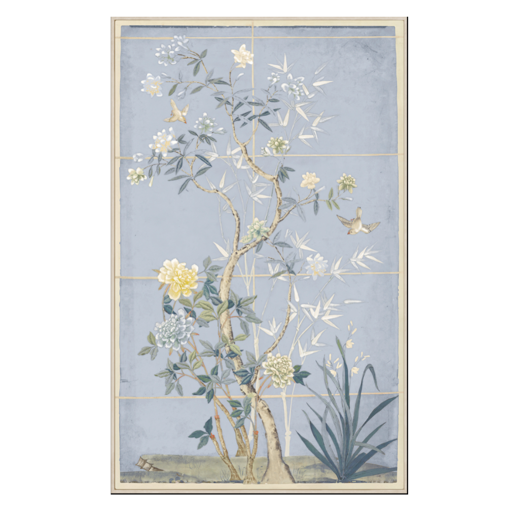 Chinoiserie Scenic Series in Blue Framed Canvas Print at Home Smith