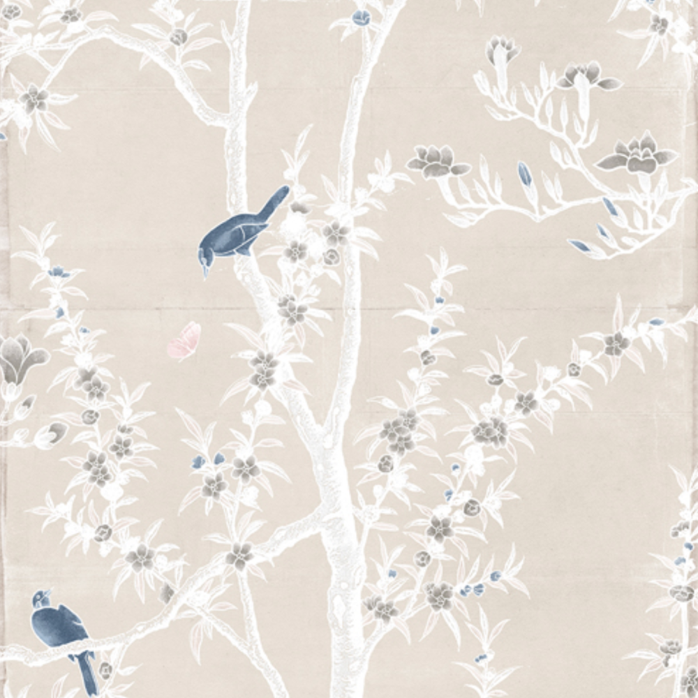 Detail of Chinoiserie Panels in Ivory Pastel at Home Smith