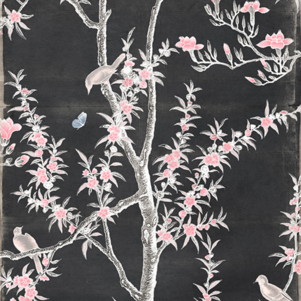 Detail of Charcoal Chinoiserie Panels at Home Smith
