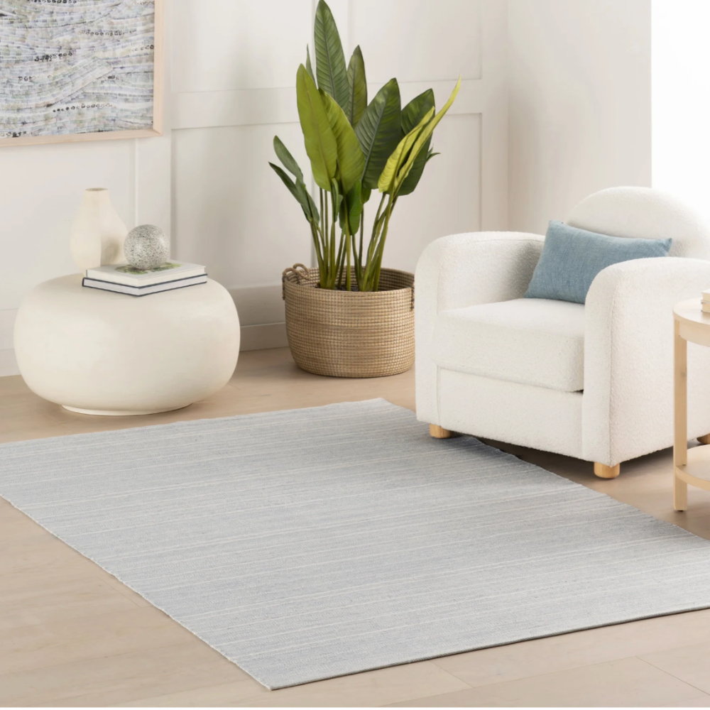 Dash and Albert Skipper Stripe Swedish Blue Indoor/Outdoor rug at Home Smith