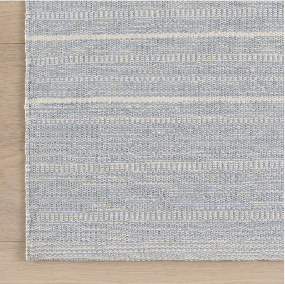 Dash and Albert Skipper Stripe Swedish Blue Indoor/Outdoor rug at Home Smith