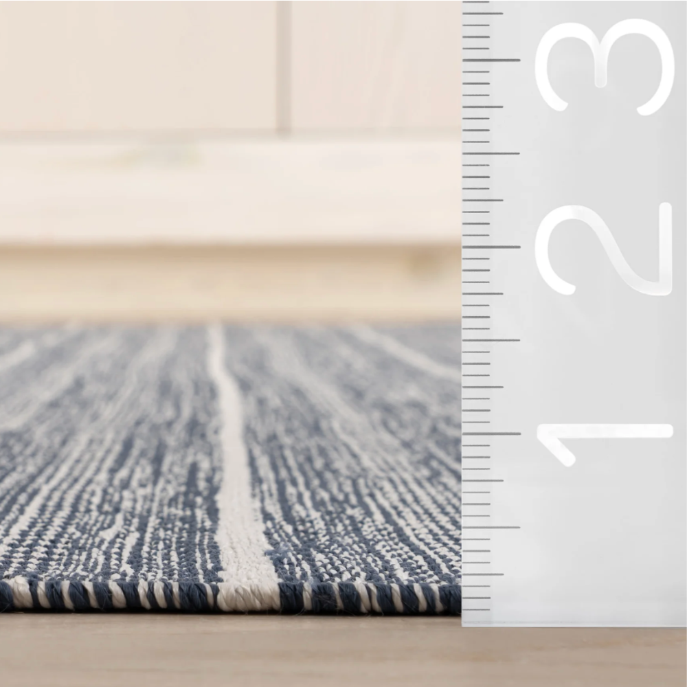 Dash and Albert Skipper Stripe Swedish Blue Indoor/Outdoor rug at Home Smith