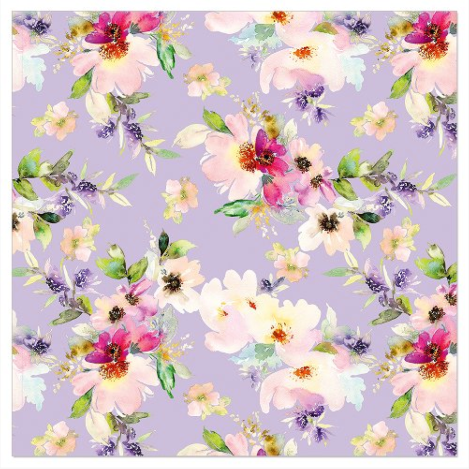 Floral pattern with colorful flowers on a purple background