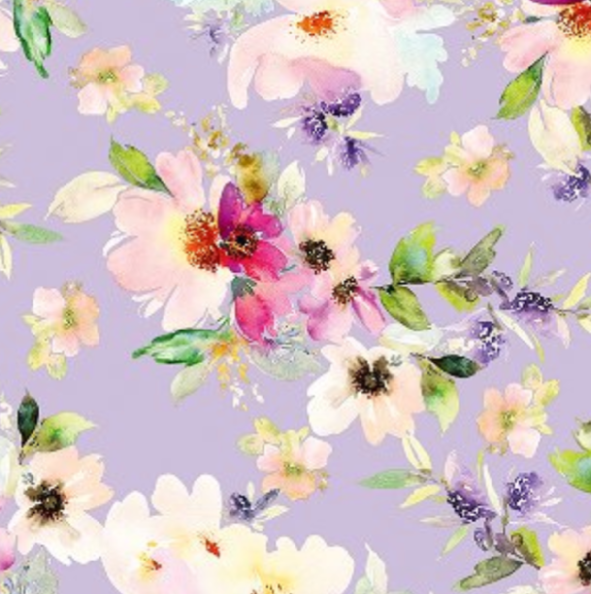 Floral pattern with colorful flowers on a purple background