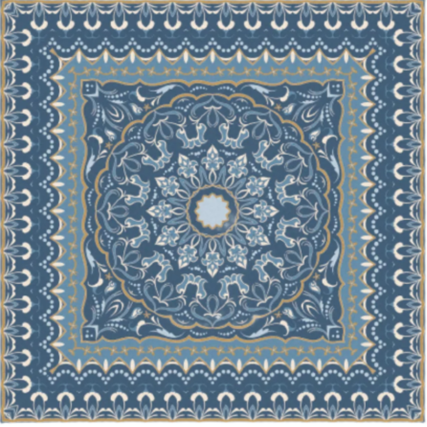 Adama Pers Square Vinyl Mat in Blue at Home Smith