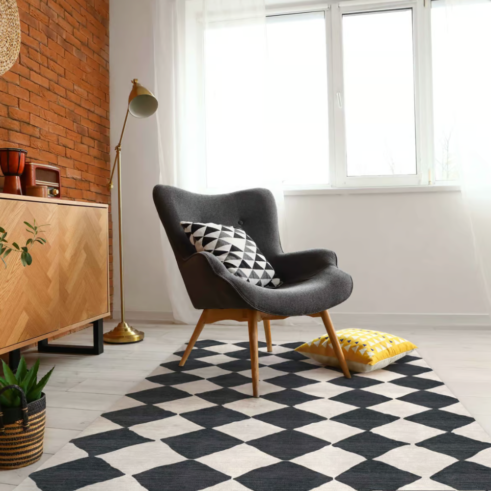 Adama Zeezand rug in Black at Home Smith