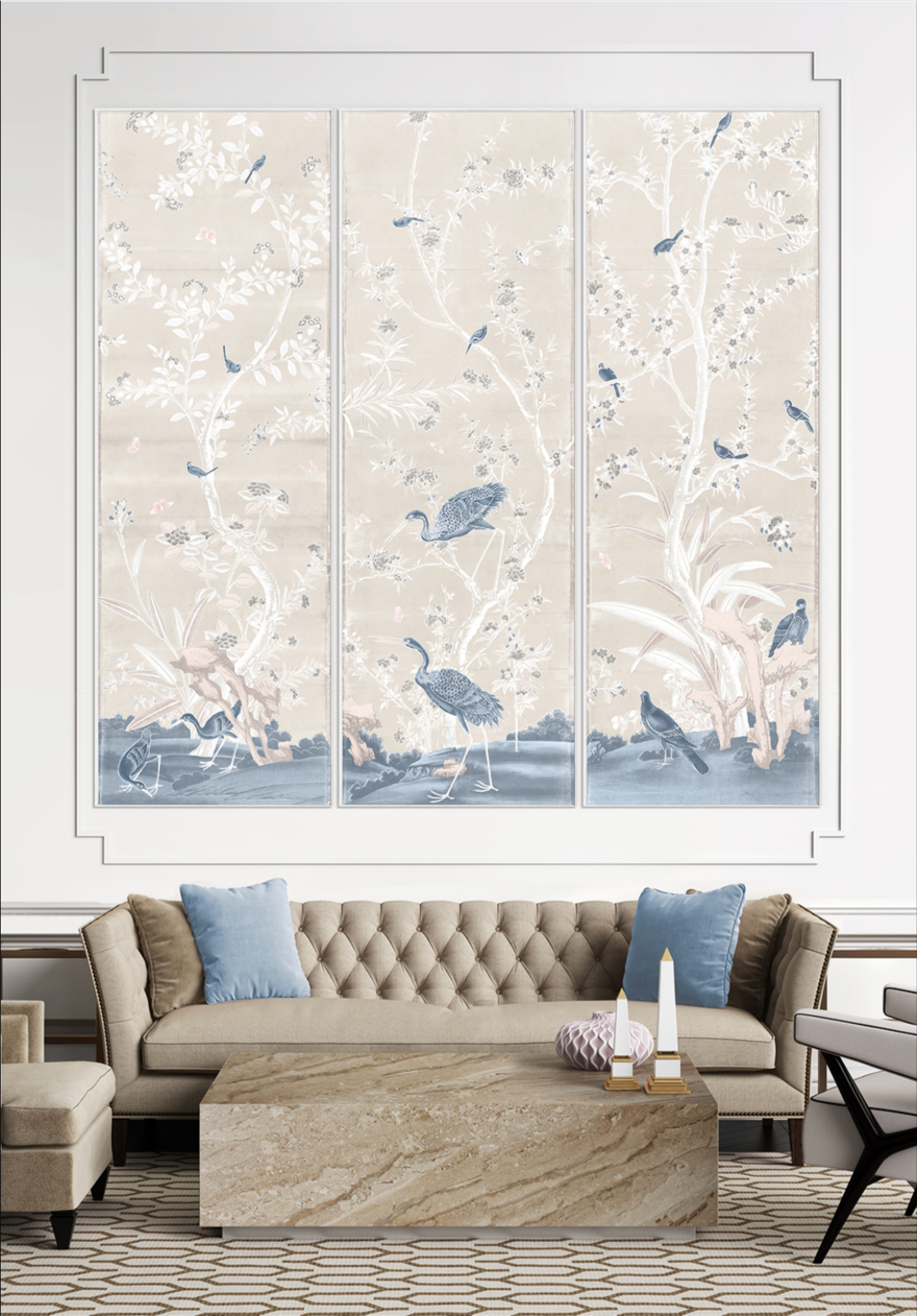 Chinoiserie Panel III C.1890 Pastel at Home Smith