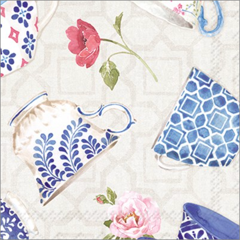 Indigo Coffee Mugs Napkin in Light Grey at Home Smith