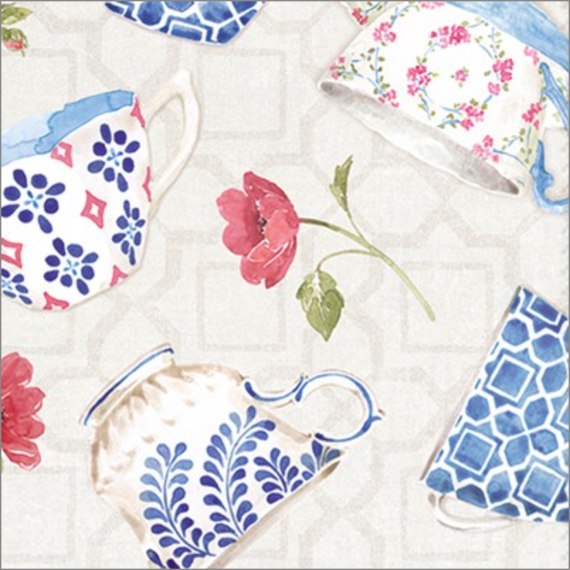 Indigo Coffee Mugs Napkin in Light Grey at Home Smith