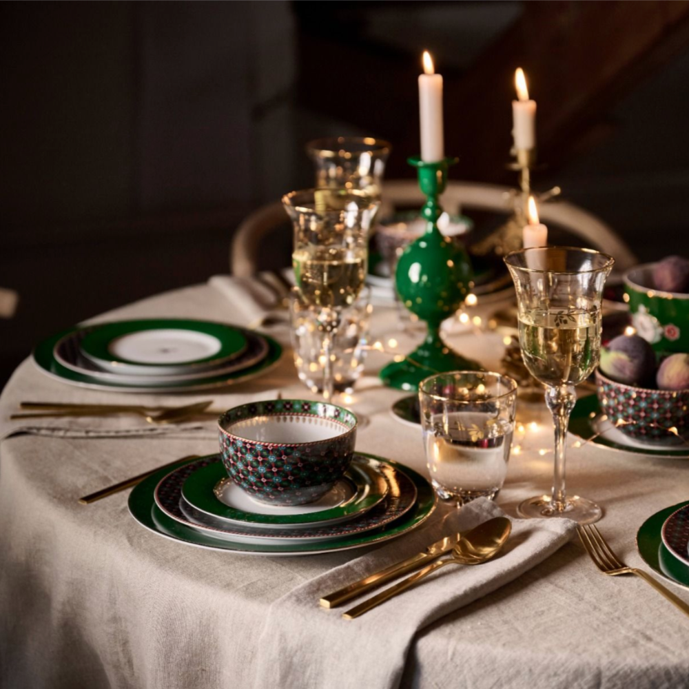 Plate Winter Deer Dark Green at Home Smith