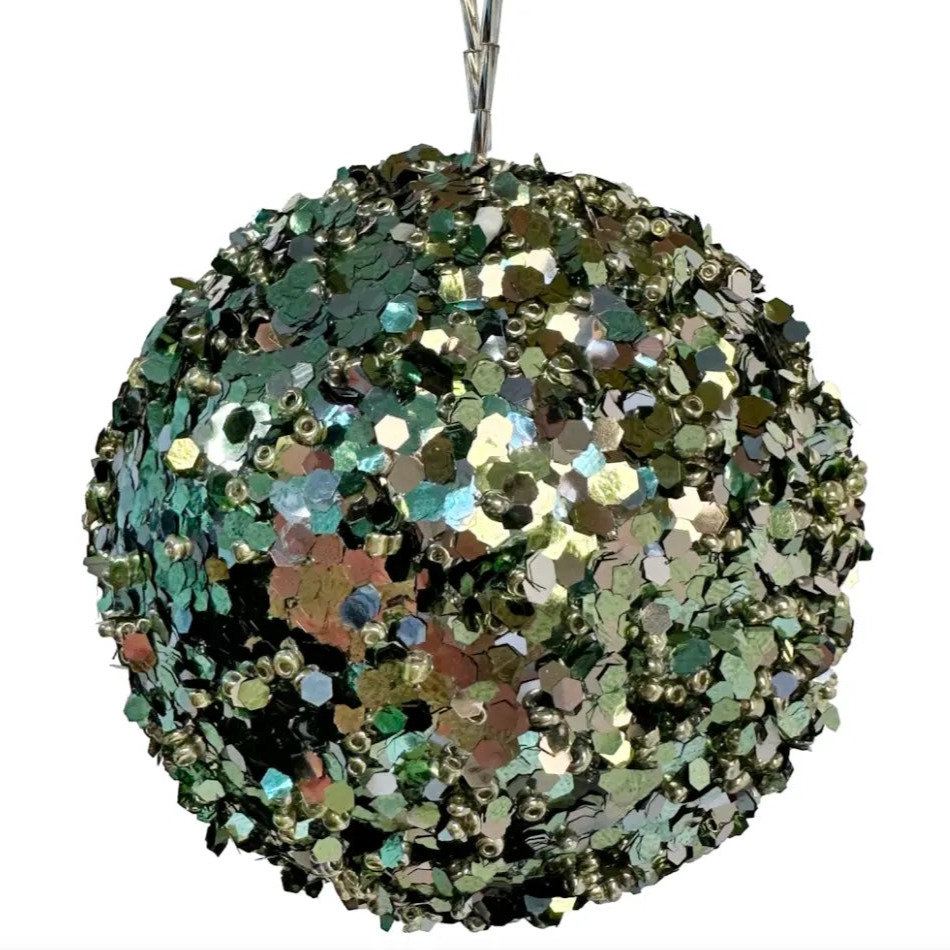 Home Smith Copy of Glitter Ball in Blue Green Shi Shi Holiday Ornaments