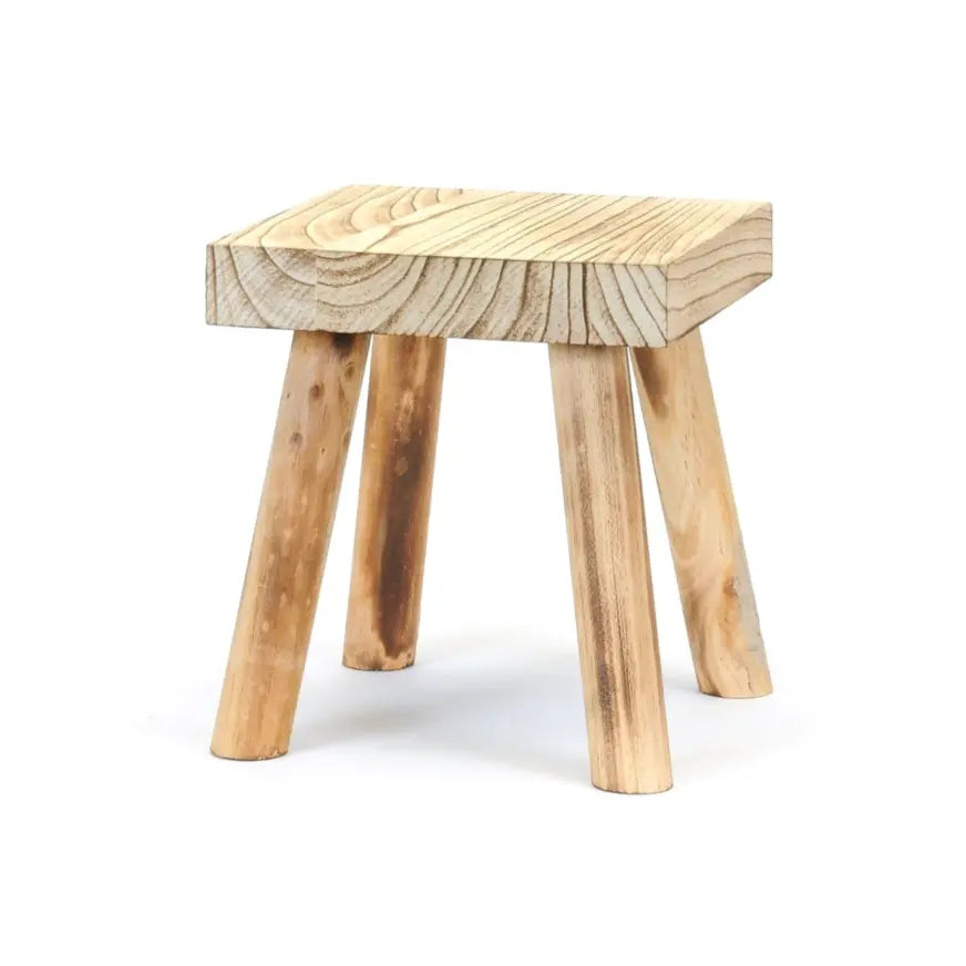 Home Smith Small Rustic Square Wooden Stool Bacon Basketware Limited Decorative Accents