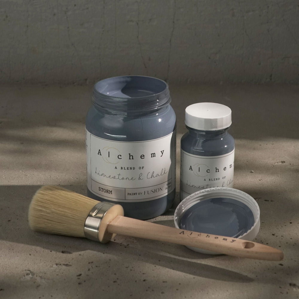 Alchemy limestone and chalk furniture paint by Fusion in Storm at Home Smith