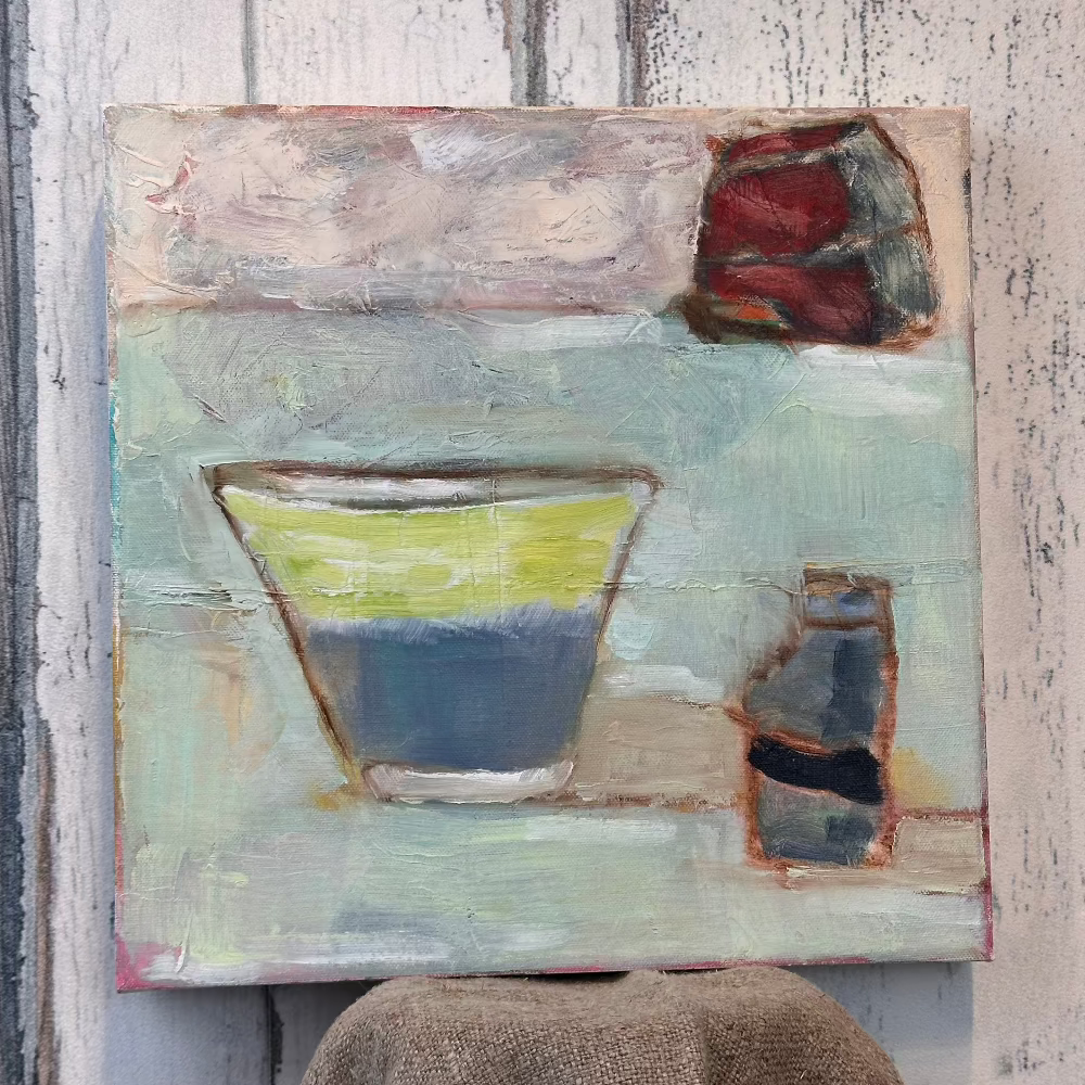 Striped Bowl, an Original artwork by Robin Grindley, oil on canvas at Home Smith